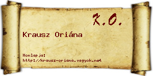 Krausz Oriána névjegykártya